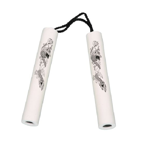 White Nunchaku Foam with Cord-8"