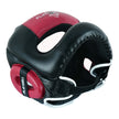 Boxing Ultimate Leather Full Face Bar Head Guard-Black/Maroon