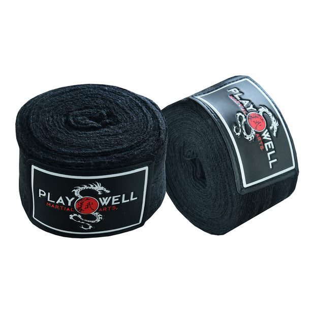 Boxing Elasticated Cotton Black Hand Wraps-4M