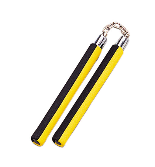 Foam Nunchaku with Chain: Two Tone/Yellow/Black-12"