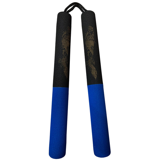 Foam Nunchaku with Cord Blue/Black-12"