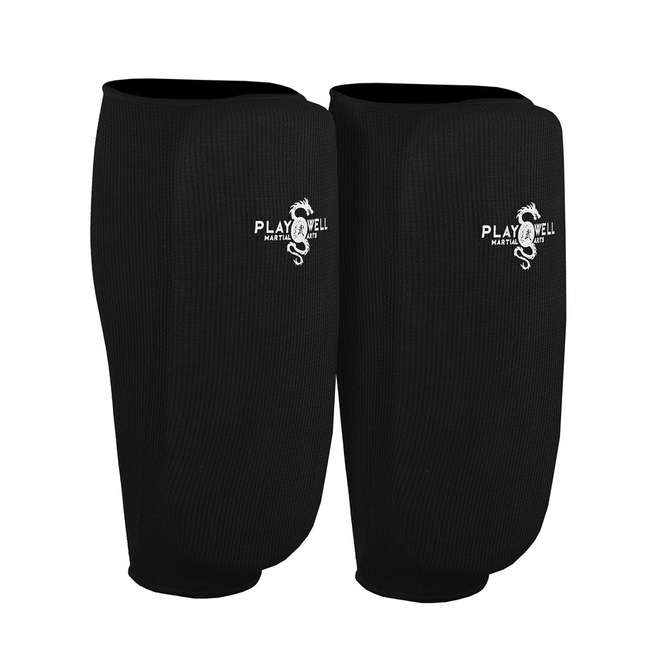Elasticated Shin Pads-Black