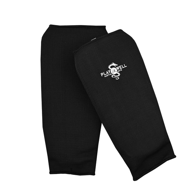 Elasticated Shin Pads-Black