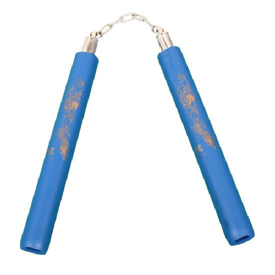 Foam Nunchaku with Metal BB-All Blue-12"