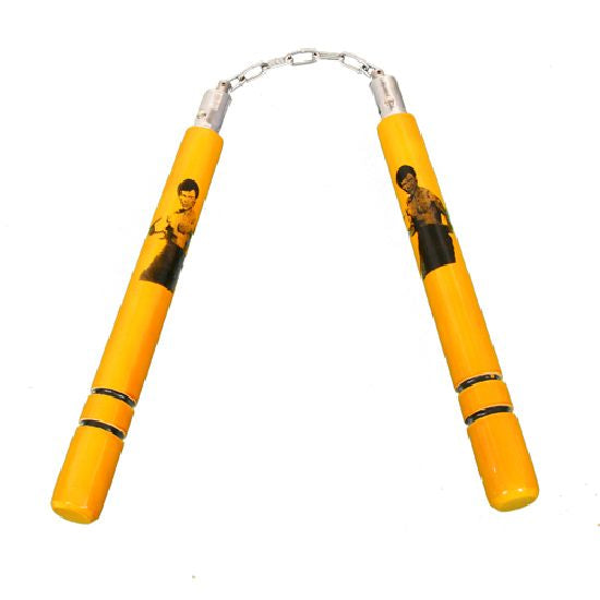 Yellow Bruce Lee Nunchaku Wooden-12"
