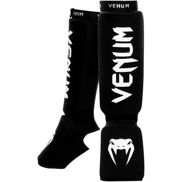 Venum Kontact Elasticated Shin Guards-Black/White