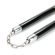 Deluxe Black Oak Nunchucks with 2 Yellow Stripes with BB-12