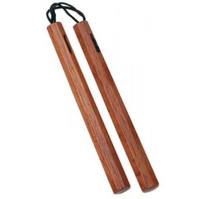Nunchaku Octagonal with Cord-Red Oak-12"
