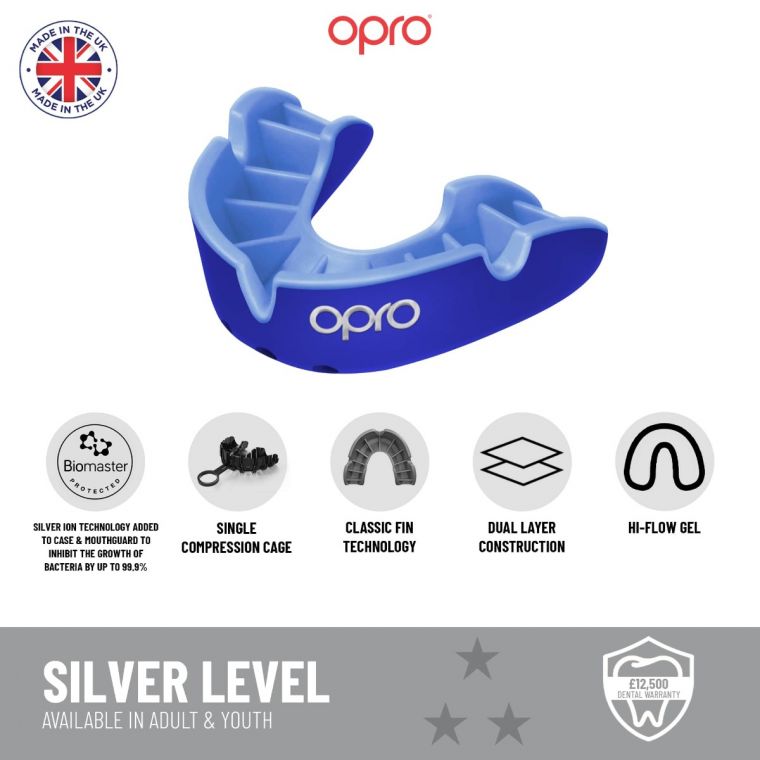 Opro UFC Adults Silver Self Fit Mouth Guard-Black