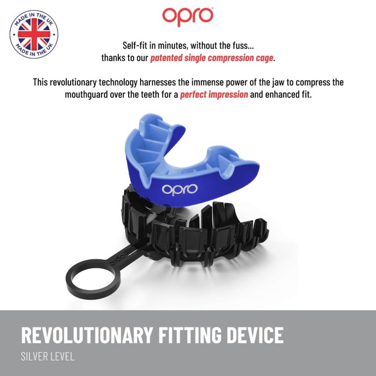 Opro UFC Adults Silver Self Fit Mouth Guard-Black