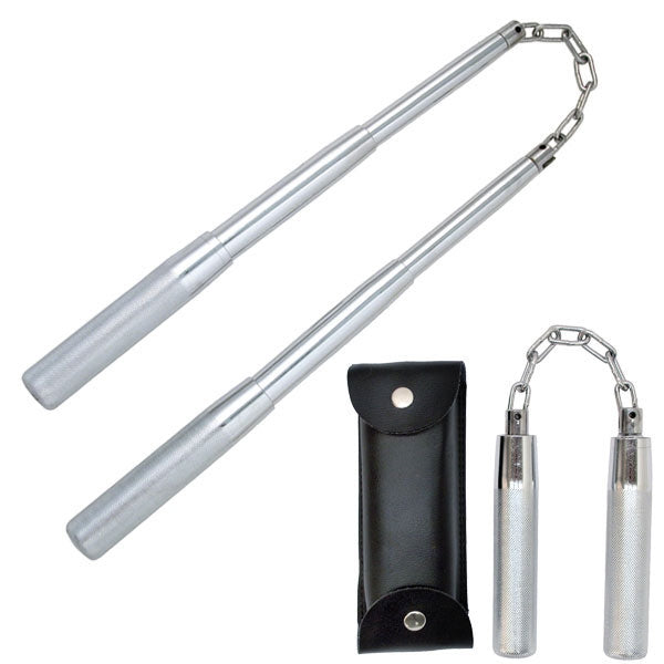 Telescopic Nunchuck Chrome 14" Steel-Silver