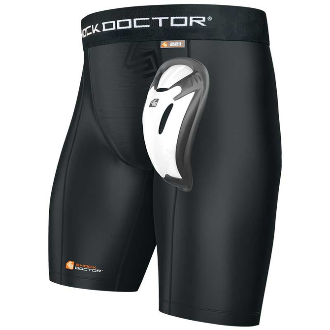 Shock Doctor Mens Black Compression Shorts with Cup