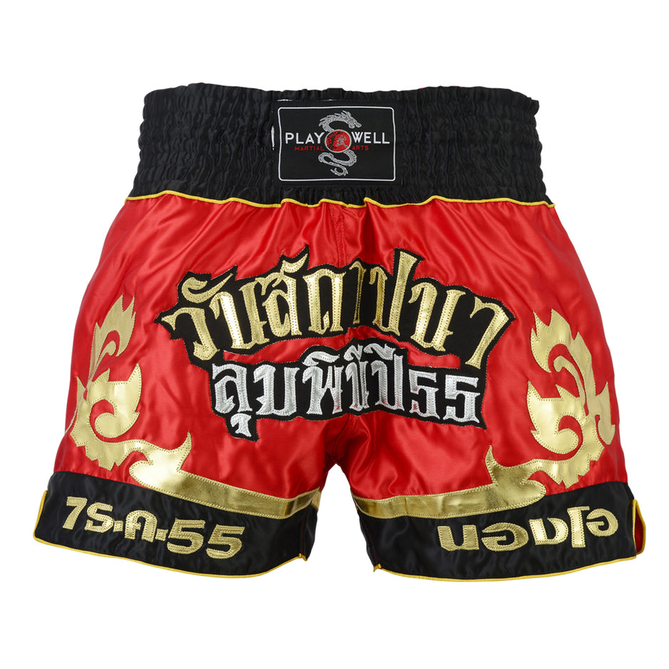 Muay Thai Competition Tribal Fight Shorts-Red