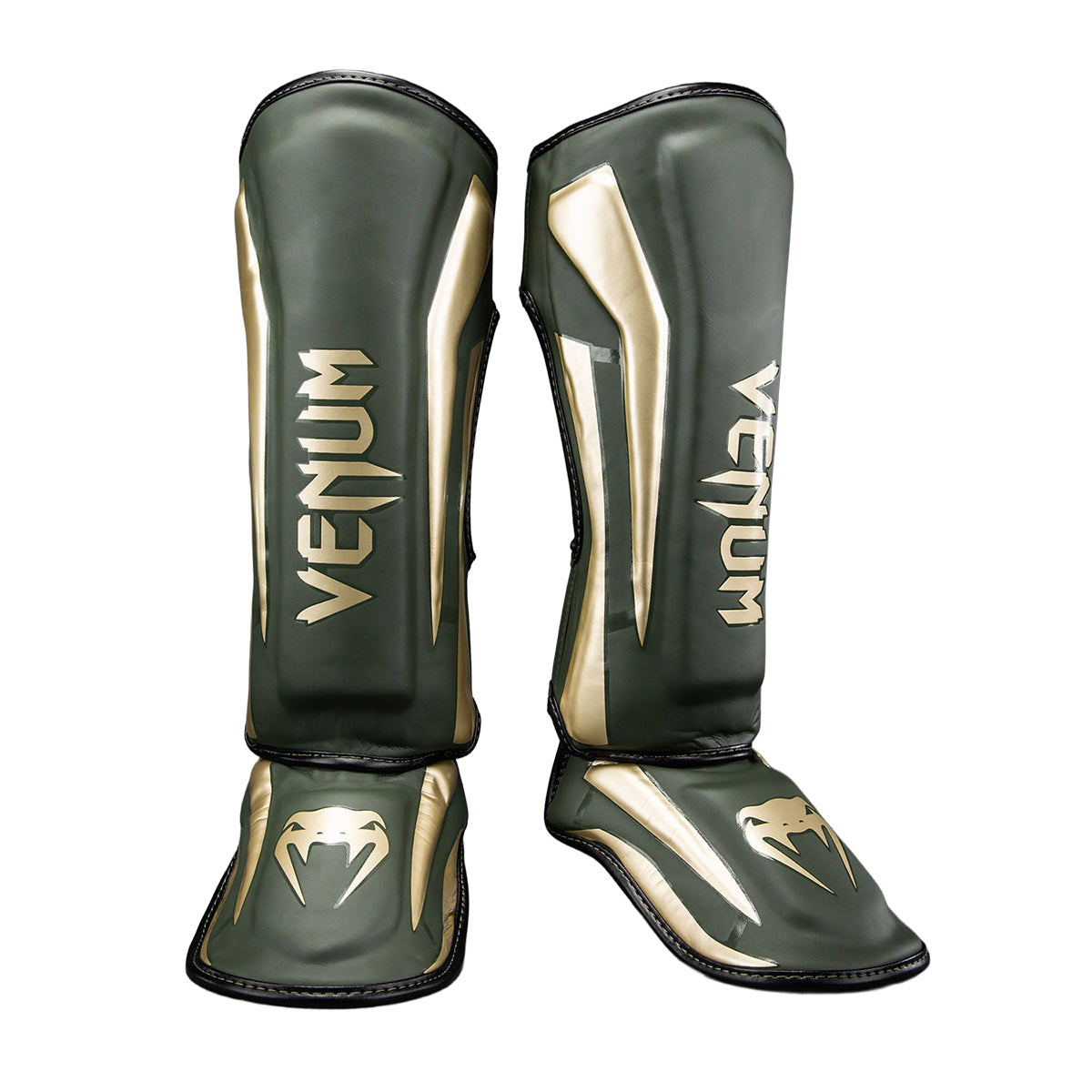 Venum Muay Thai Stand Up Elite Shin Guards-Khaki