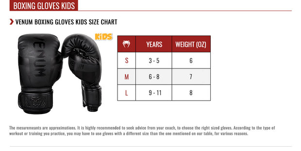 Venums Kids Elite Black Boxing Gloves