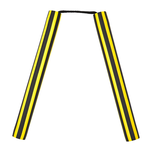 Foam Nunchaku with Cord-Yellow/Black Stripes-12"
