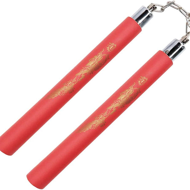 Foam Nunchaku with Metal BB-All Red-12"