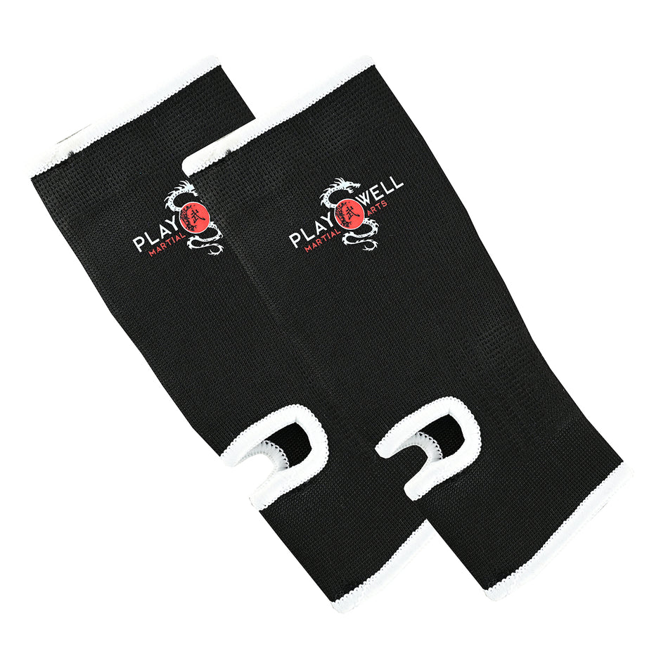 Playwell Muay Thai Childrens Elasticated Ankle Support-Black