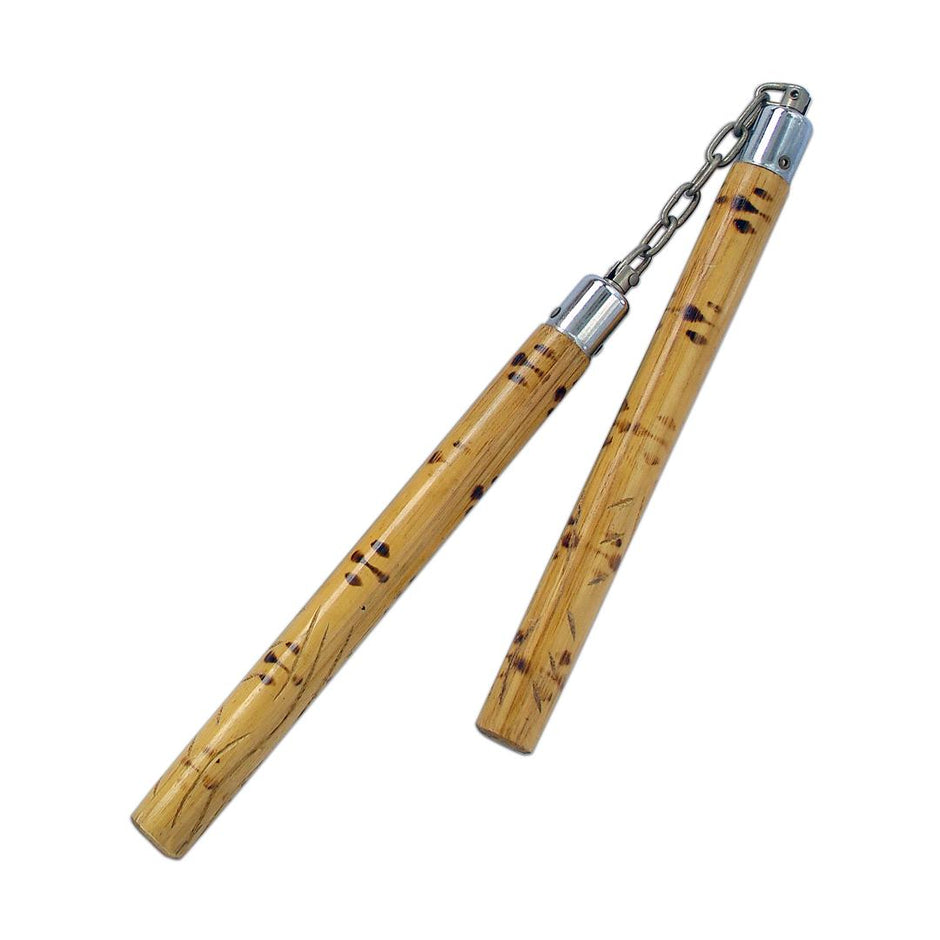 Nunchaku Bamboo Skin Tiger Cane with Ball Bearing-12"