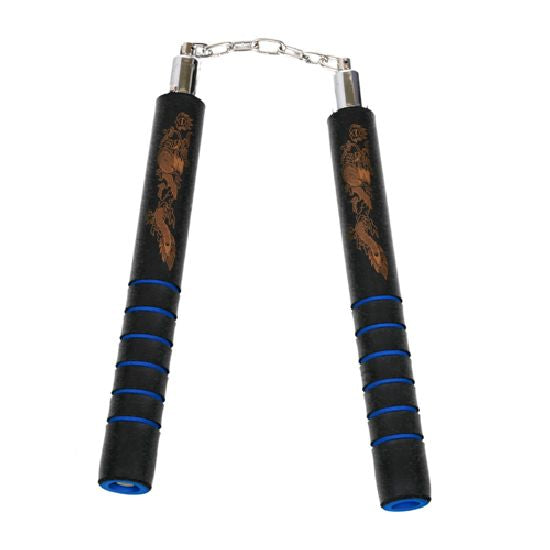 Foam Nunchaku BB with Grip-Blue Grips-12"