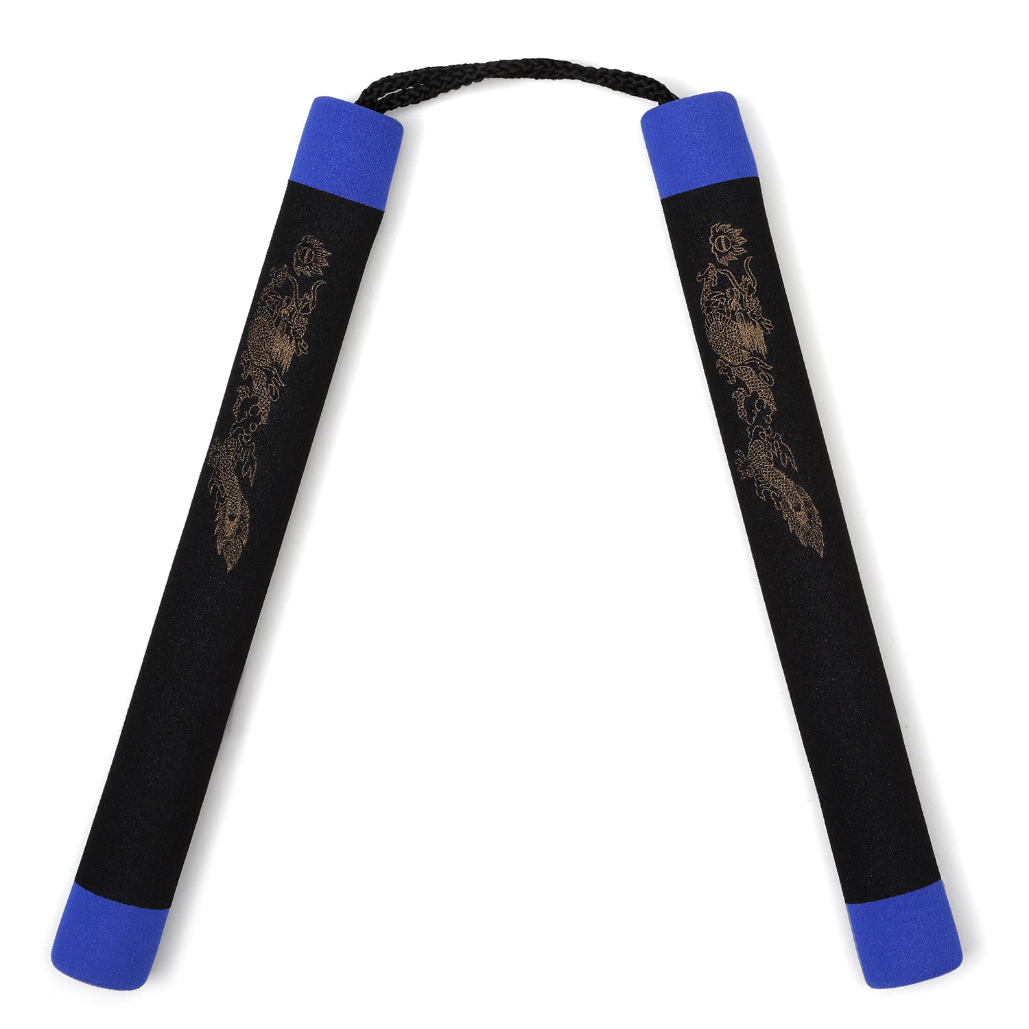 Foam Nunchaku with Cord Black Dragon With Blue Tips-12