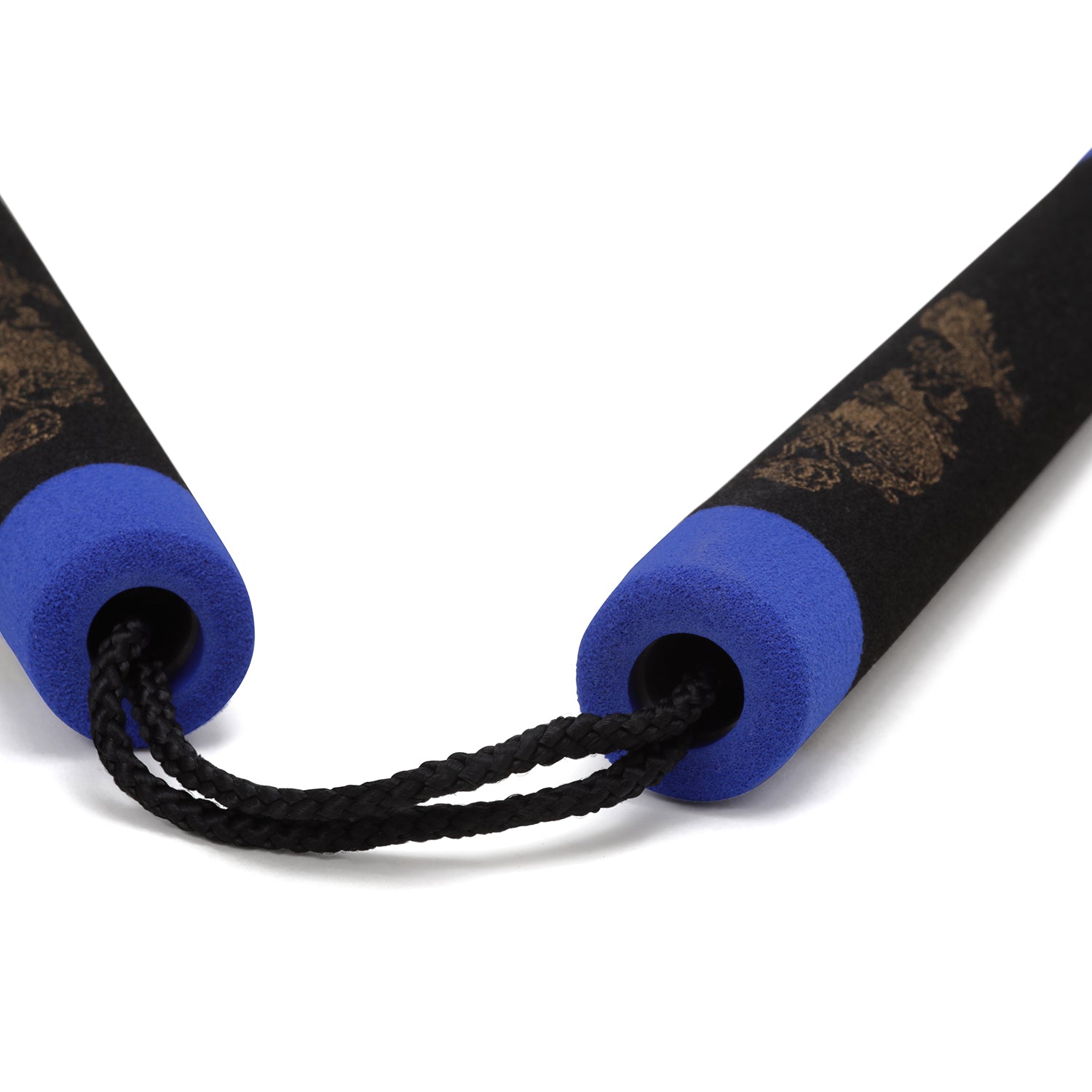 Foam Nunchaku with Cord Black Dragon With Blue Tips-12