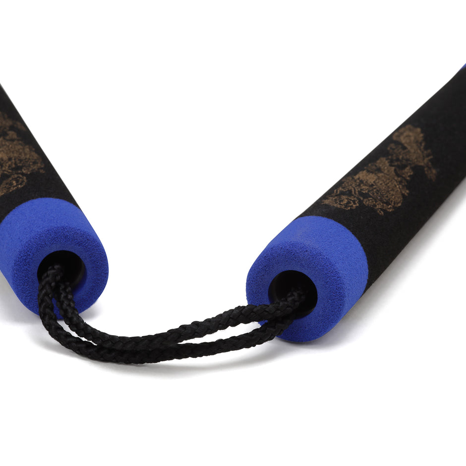 Foam Nunchaku with Cord Black Dragon With Blue Tips-12