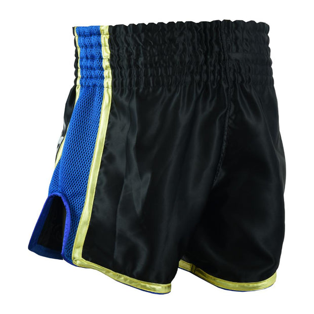 Muay Thai Competition Mesh Tribal Fight Shorts-Black/Blue