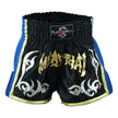 Muay Thai Competition Mesh Tribal Fight Shorts-Black/Blue