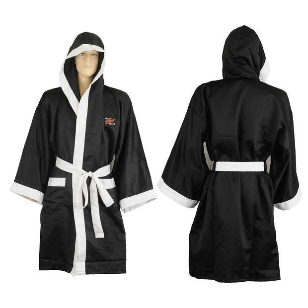 Plain Satin Boxing Gown-Black