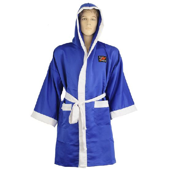 Plain Satin Boxing Gown-Blue