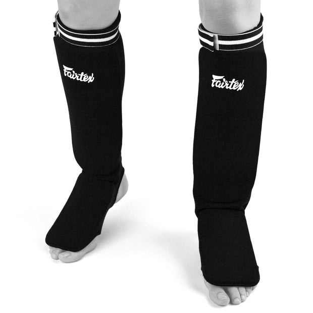 Fairtex Competition Muay Thai Elastic Shin Pads-Black