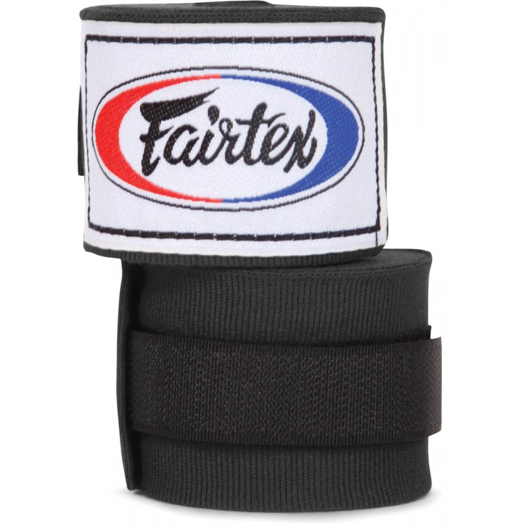 Fairtex Black Traditional Elastic Stretch Hand Wraps-4.5M