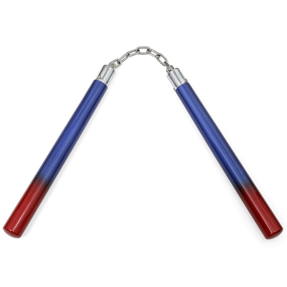 Graphite Nunchaku with BB-Red/Blue-12"