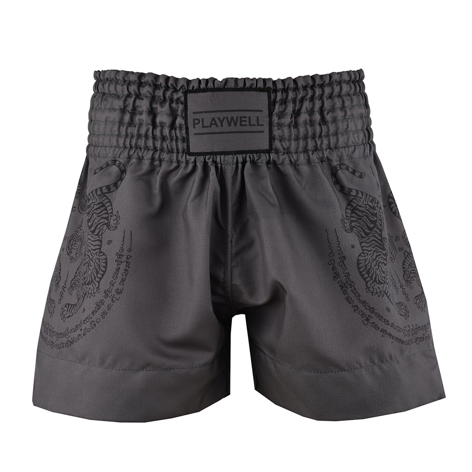 Twin Tiger Satin Muay Thai Competition Fight Shorts-Grey