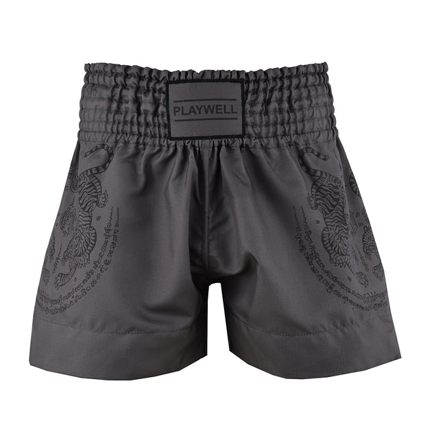 Twin Tiger Satin Muay Thai Competition Fight Shorts-Grey