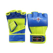 Playwell Ultimate Leather MMA Gloves-Blue/Neon Yellow