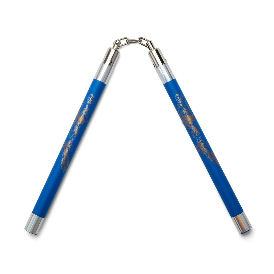 Deluxe Foam Speed Nunchucks with Chain-Blue/Silver-11"