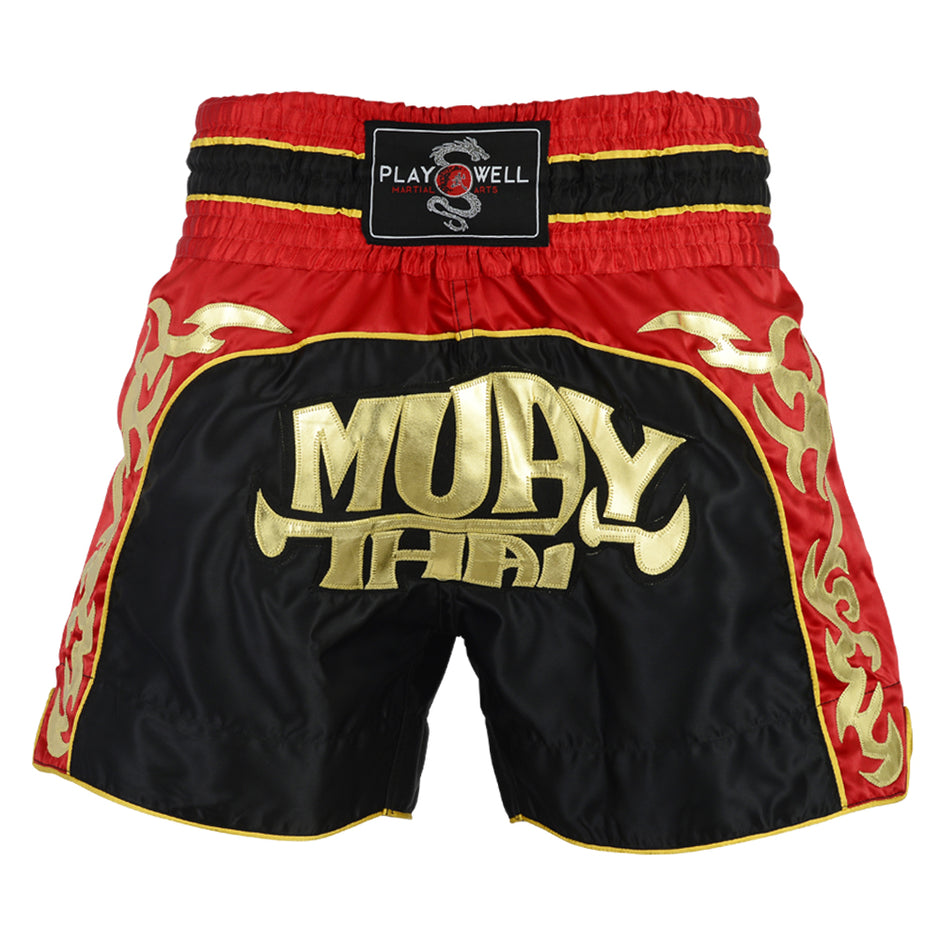 Muay Thai Competition Tribal Fight Shorts-Black