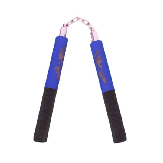 Foam Nunchaku-Half Blue/Half Black Dragon-12"