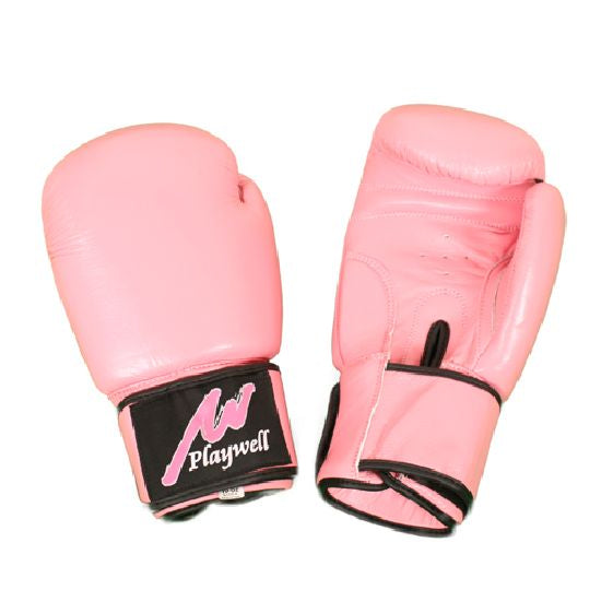 Boxing Glove Professional Leather-Pink (with Free Wraps)