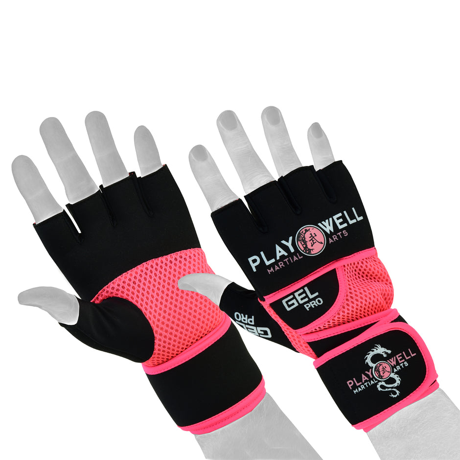 Playwell Elite Ladies Pro Gel Hand Wrap Gloves-Black/Pink