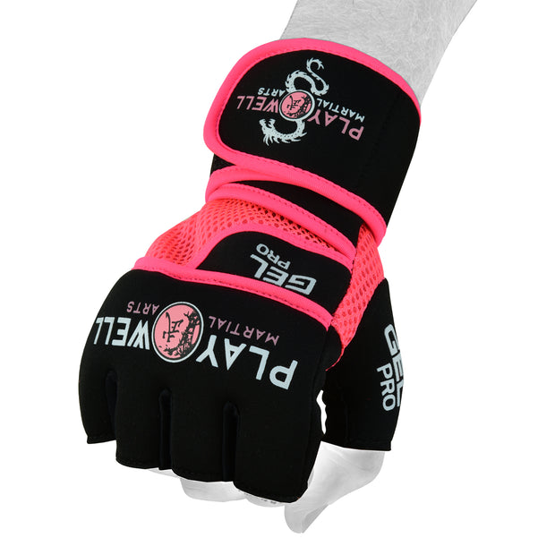 Playwell Elite Ladies Pro Gel Hand Wrap Gloves-Black/Pink