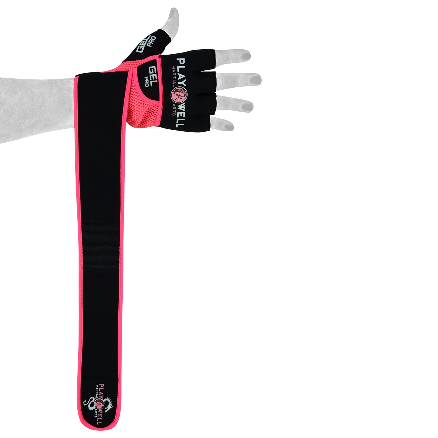 Playwell Elite Ladies Pro Gel Hand Wrap Gloves-Black/Pink