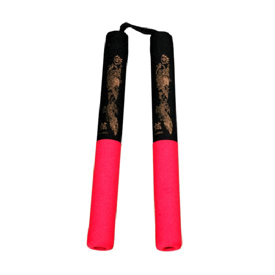Foam Nunchaku with Cord-Red/Black Dragon-12"