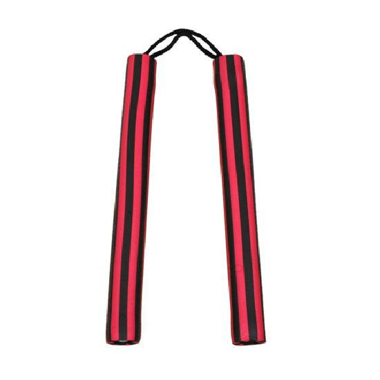 Foam Nunchaku with Cord Black/Red Stripes-12