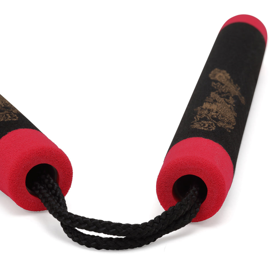 Foam Nunchaku with Cord-Black Dragon with Red Tips-12