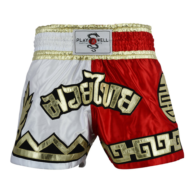 Muay Thai Competition Royalty Fight Shorts-White