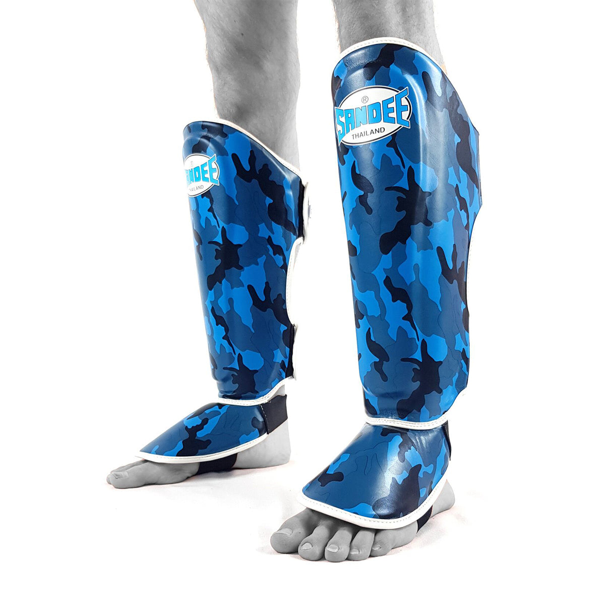 Sandee Authentic Juniors Camo Shin Guards-Blue