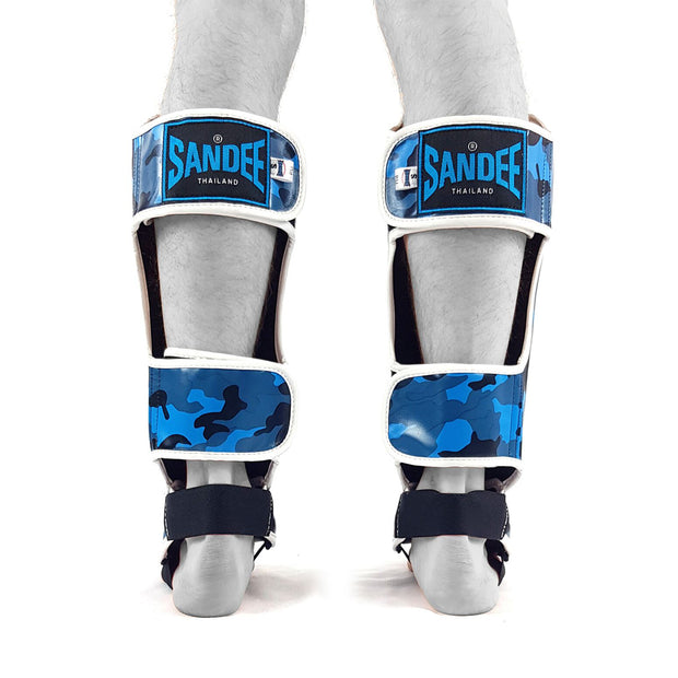 Sandee Authentic Juniors Camo Shin Guards-Blue